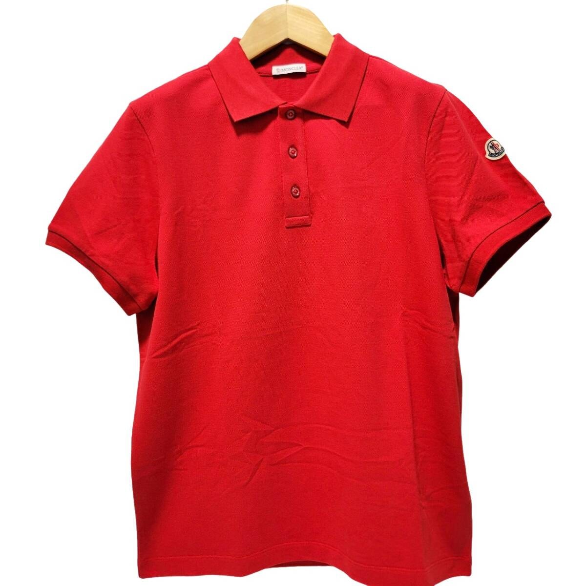 美品 MONCLER モンクレール ポロシャツ ストレッチ ロゴワッペン 赤 L 美品 MONCLER モンクレール ポロシャツ ストレッチ ロゴワッペン 赤 L