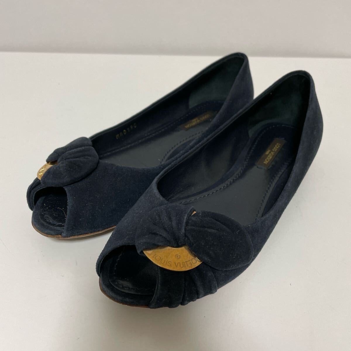 LOUIS VUITTON ルイヴィトン スエード フラット パンプス 36 ネイビー 中古