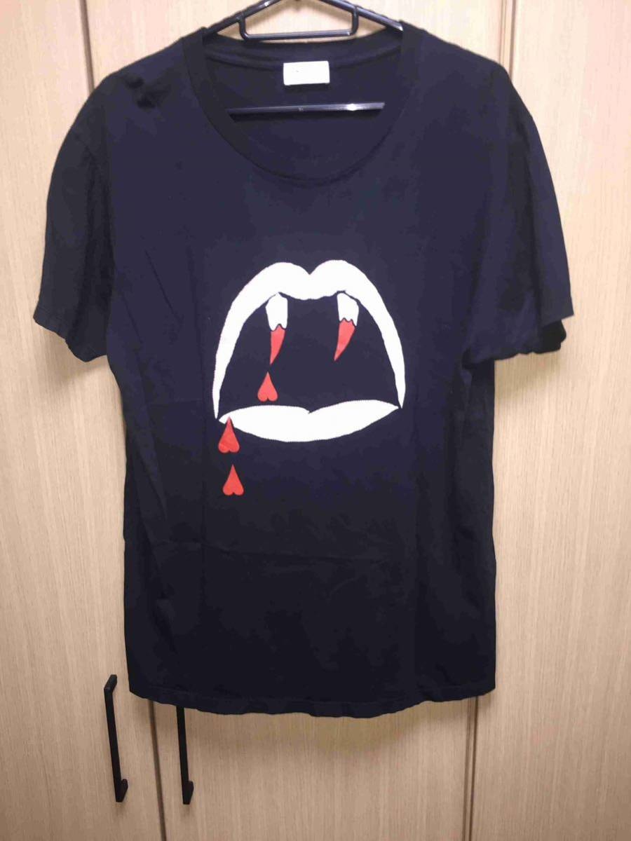 正規 17SS SAINT LAURENT PARIS サンローラン パリ Hedi Slimane ヴァンパイア Blood Luster ブラッドラスター Tシャツ 黒 S 378983 Y2LS1