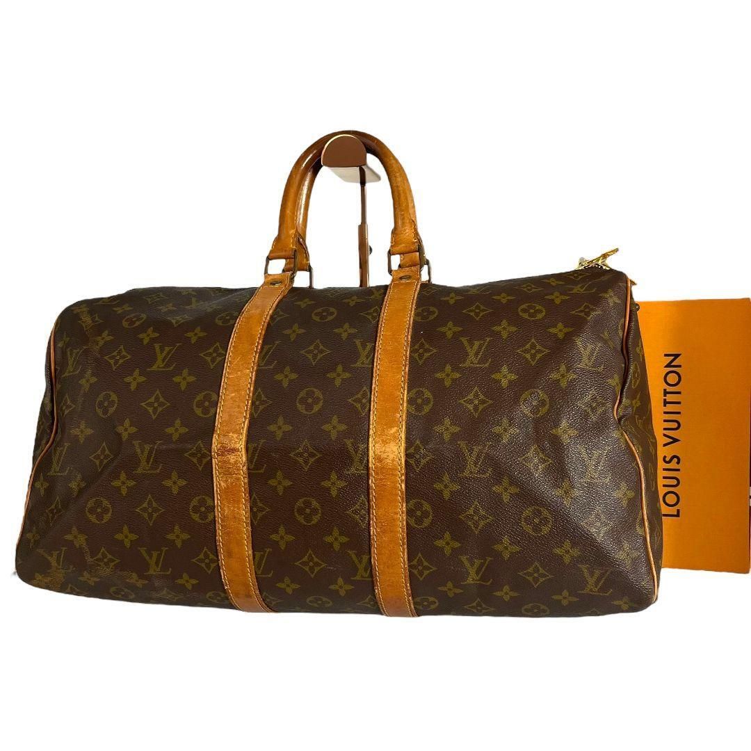 鑑定済☆ルイヴィトン　LOUIS VUITTON　モノグラム　キーポル45　ボストンバッグ　ブラウン　茶　旅行かばん