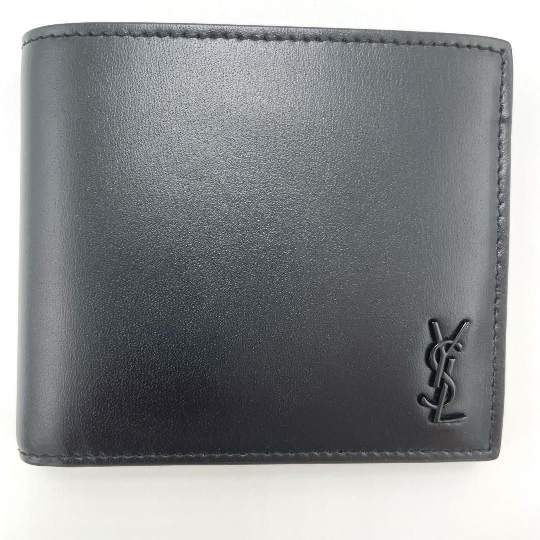 No.344 超人気☆【超美品】サンローラン YSL 二つ折り財布 タイニー カサンドラ モノグラム 610193 小銭入れ付 レザー メンズ ユニセックス