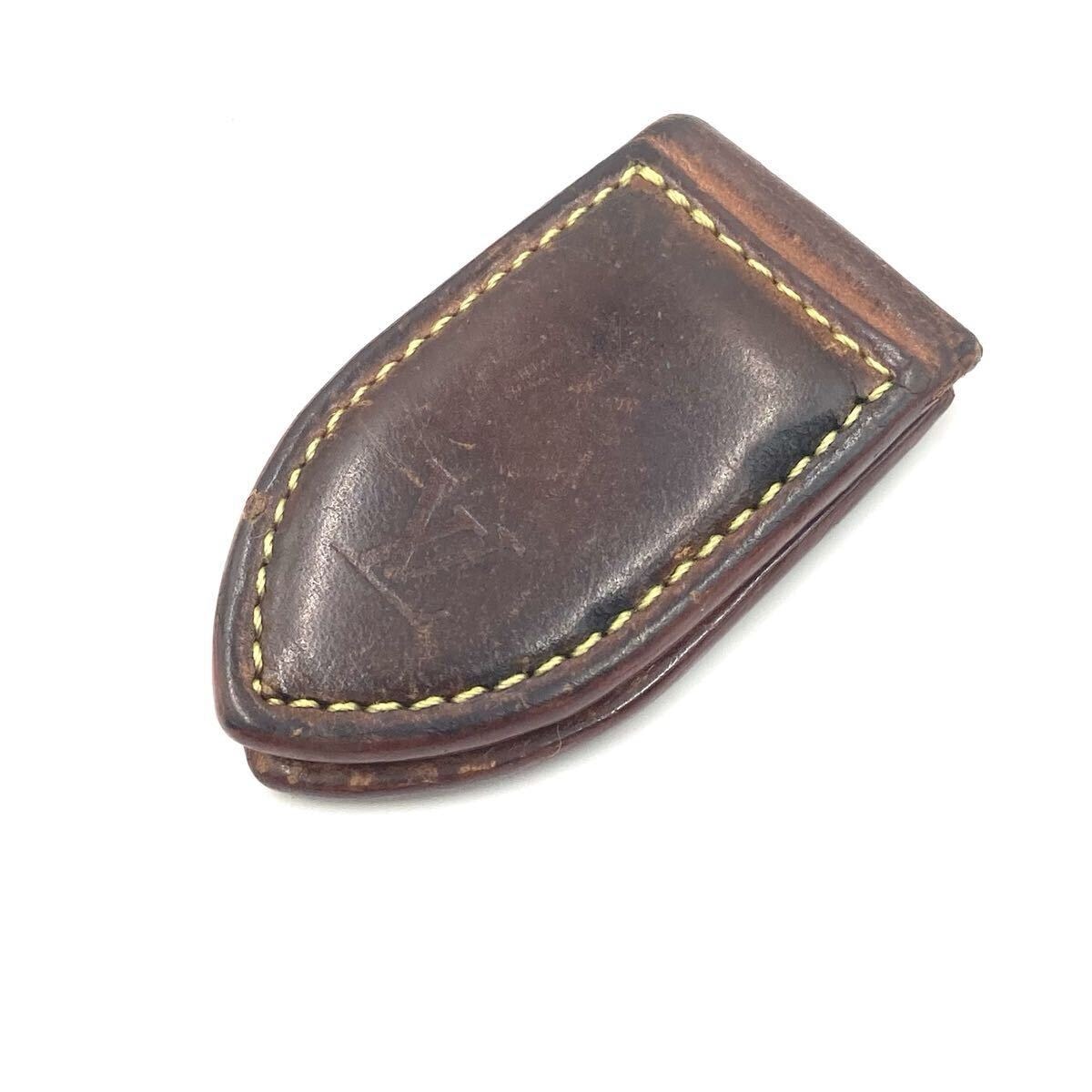 LOUIS Louis Vuitton ブラウンレザー マネークリップ VUITTON